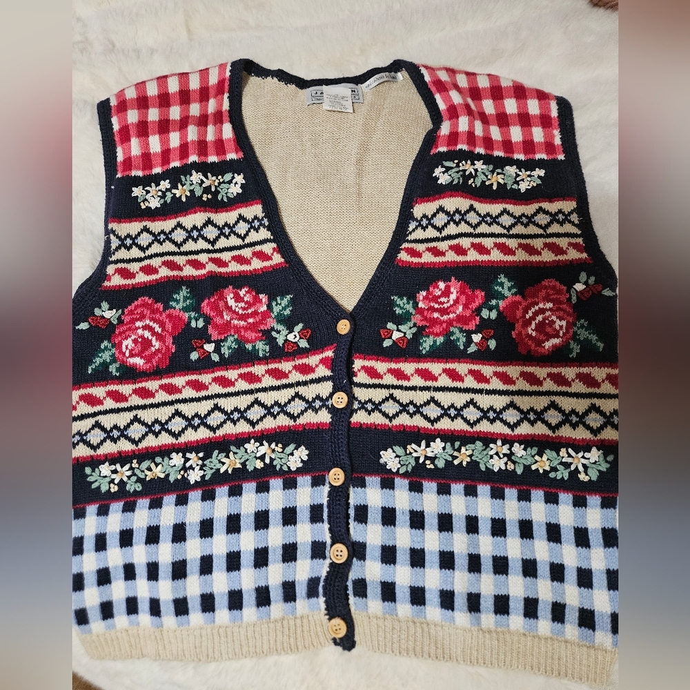 vintage ladies Jantzen emroidered cardigan vest